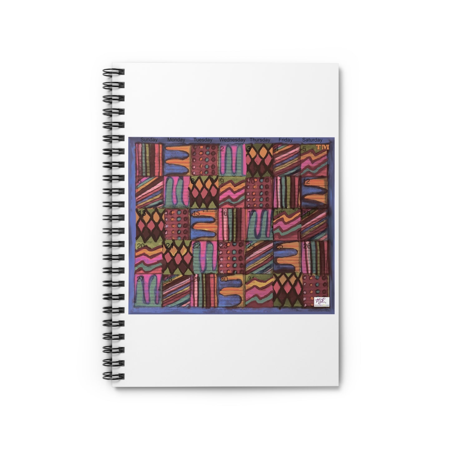 Spiral Notebook - Ruled Line: "Psychedelic Calendar(tm)" - Muted - No Text