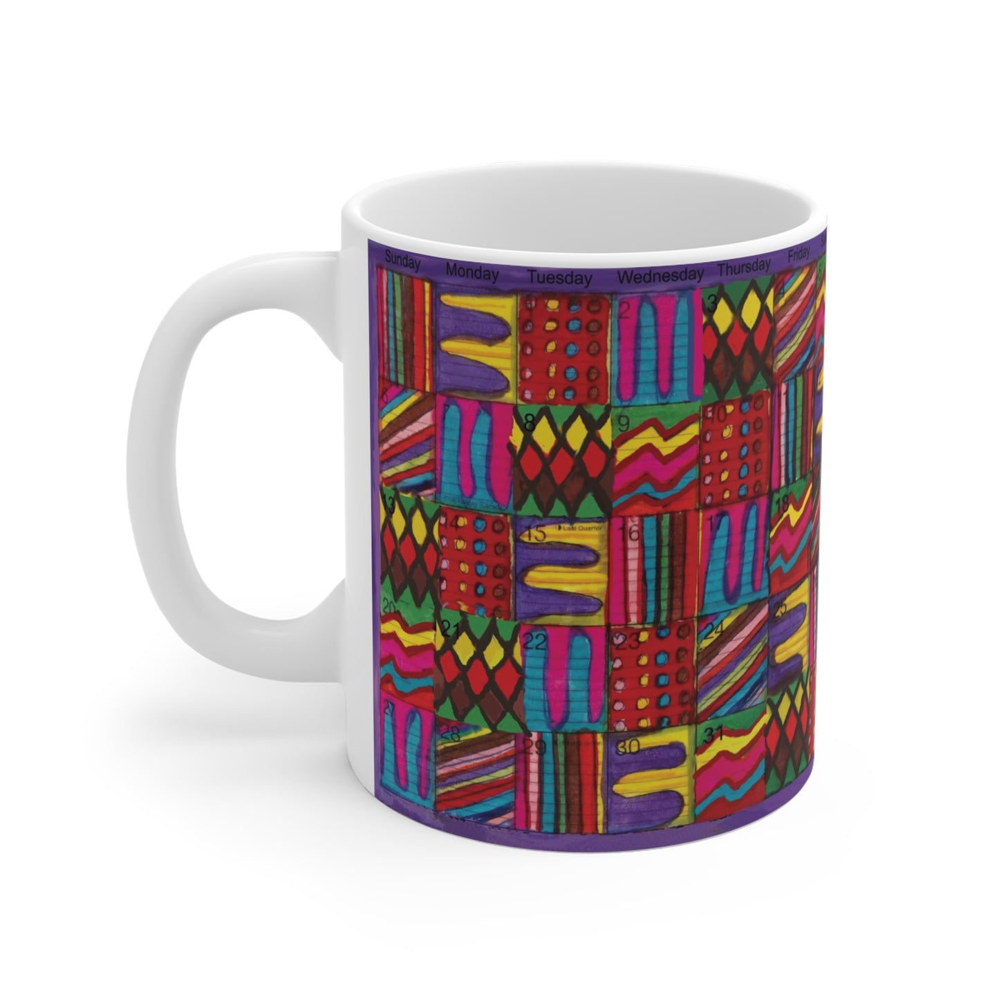 Mug 11oz: "Psychedelic Calendar(tm)" - Vibrant/Muted