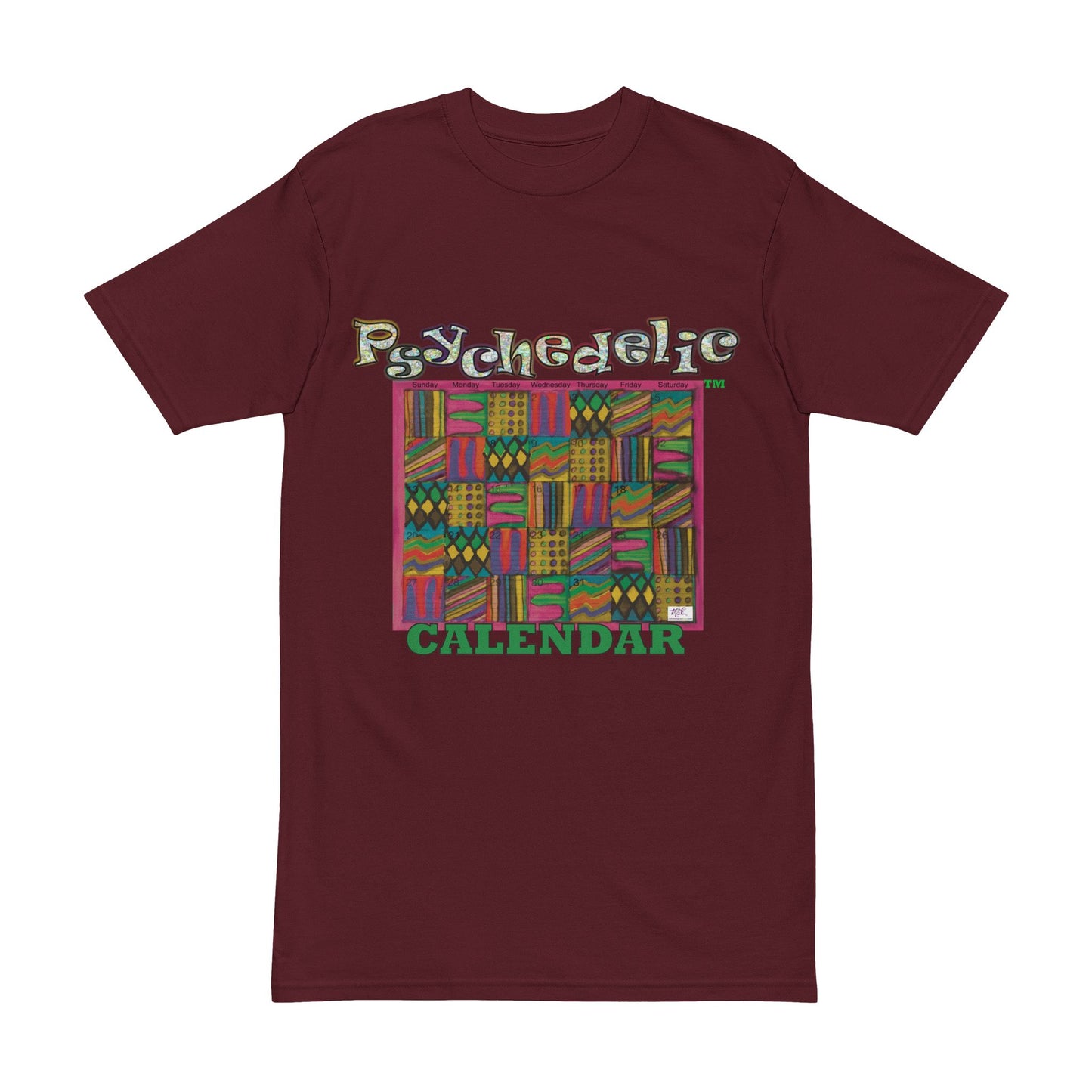 Men's Heavyweight Tee: "Psychedelic Calendar Garden(tm)" - Four Colors