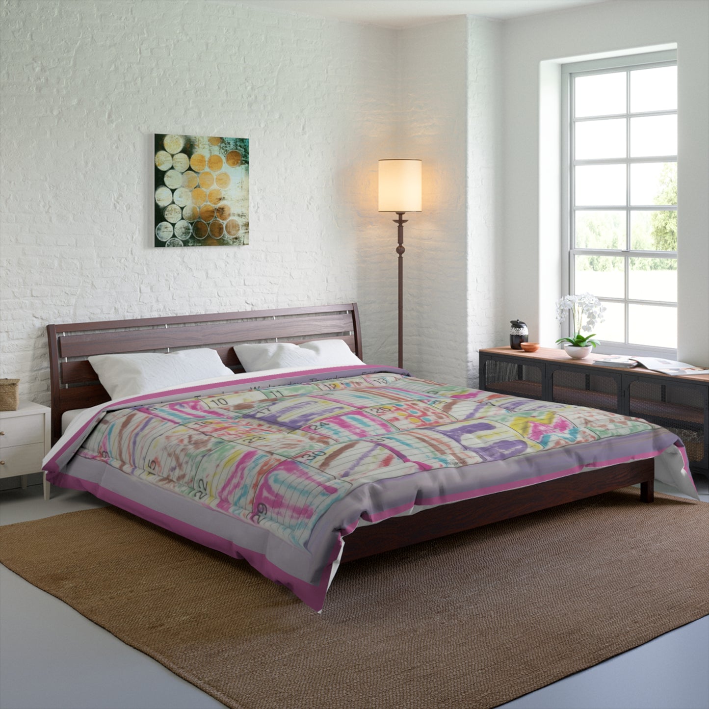 Comforter: "Psychedelic Calendar Seeped(tm)"- Four Sizes - Pink