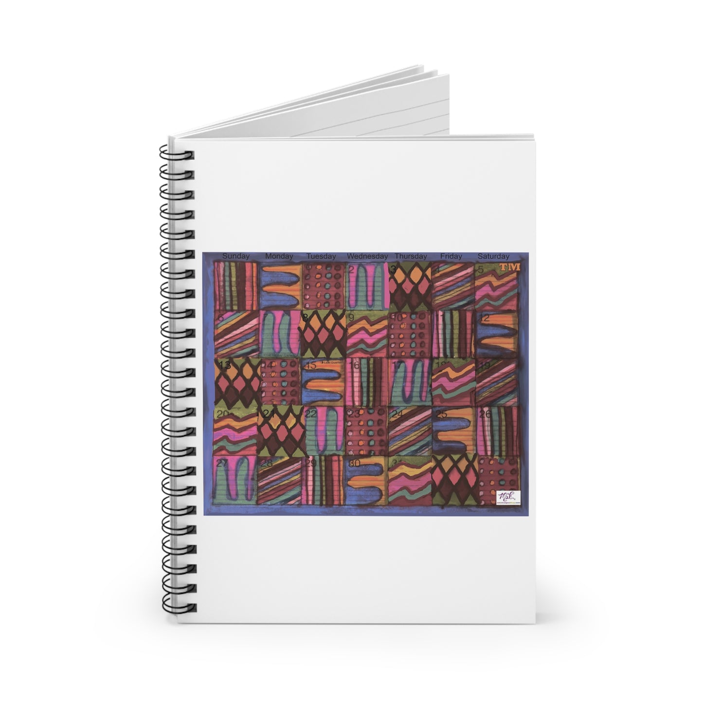 Spiral Notebook - Ruled Line: "Psychedelic Calendar(tm)" - Muted - No Text