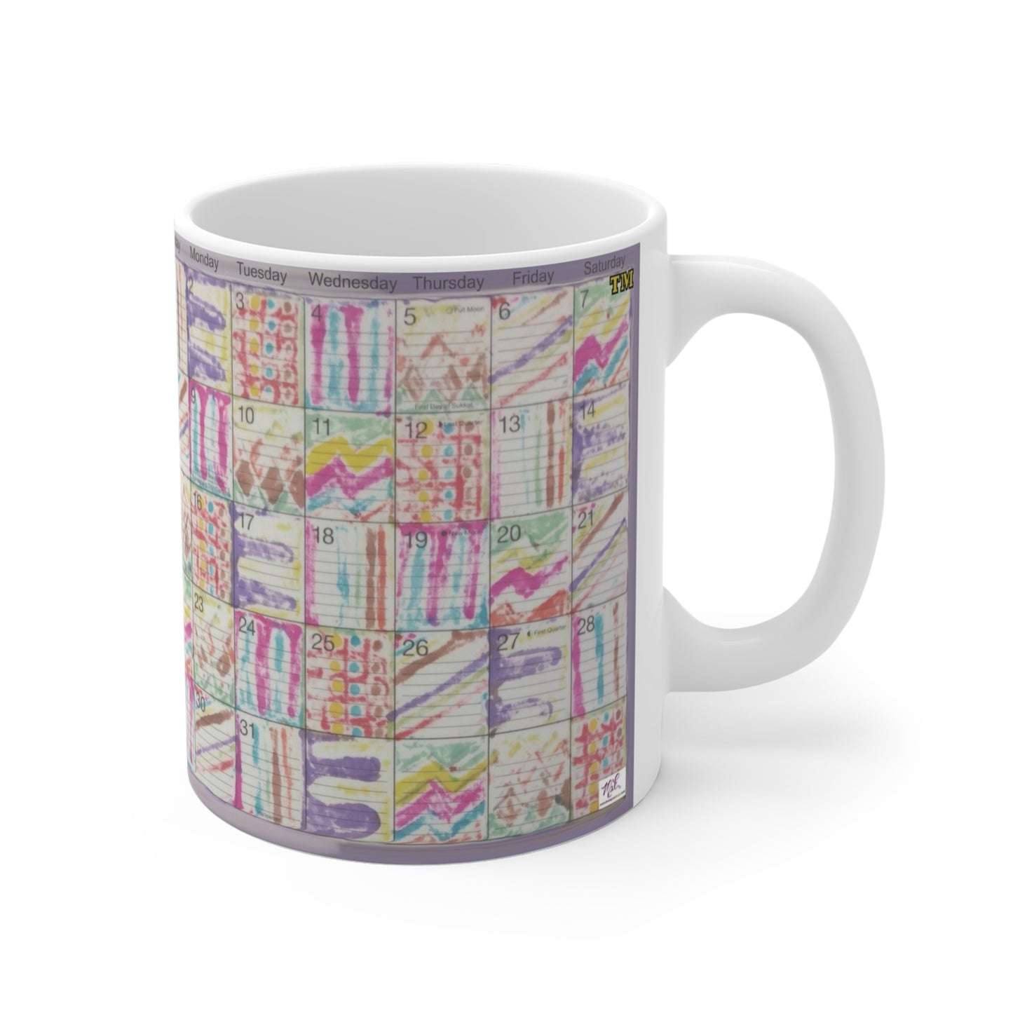 Mug 11oz: "Psychedelic Calendar(tm)" - Muted/Seeped