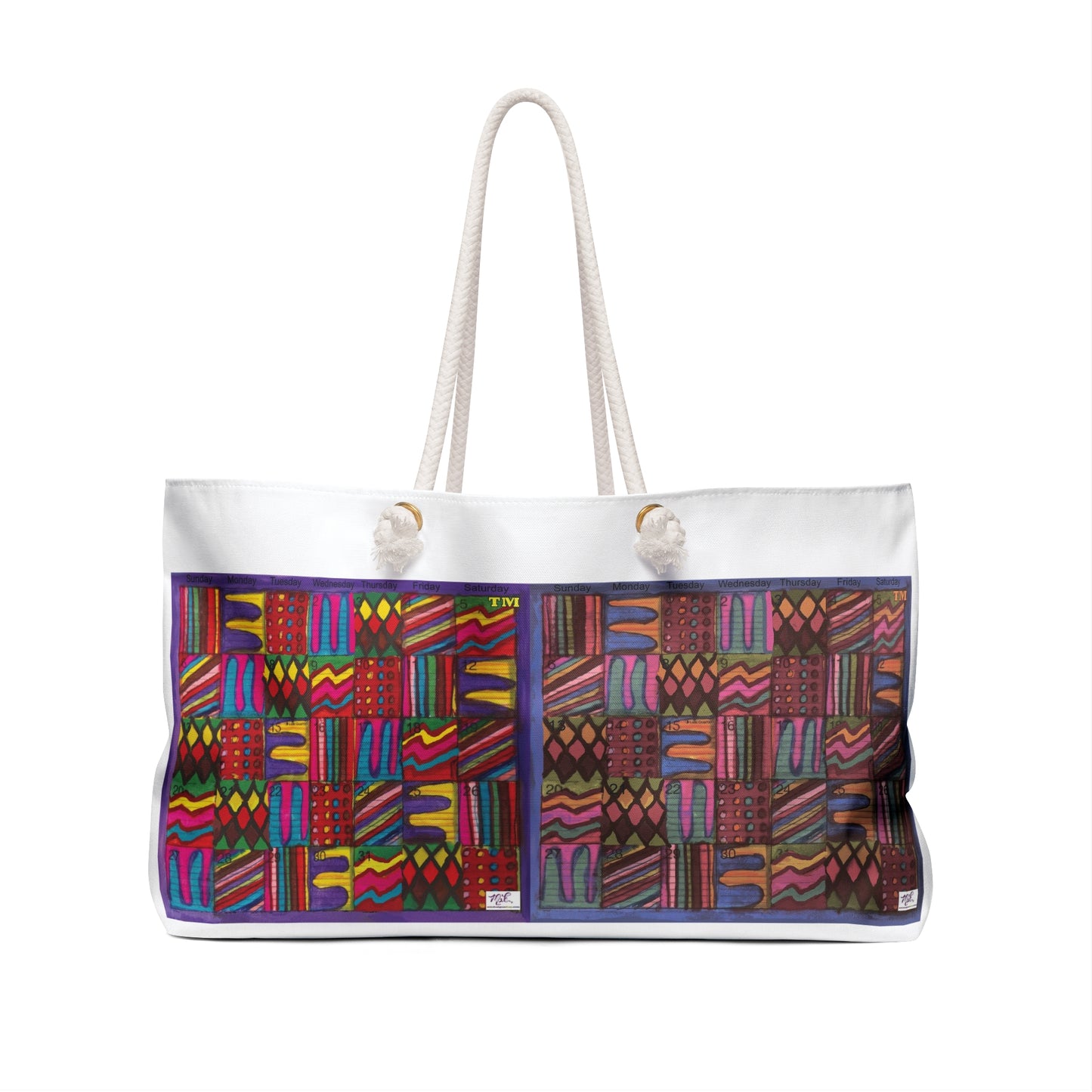 Weekender Bag: "Psychedelic Calendar(tm)" - Vibrant and Muted