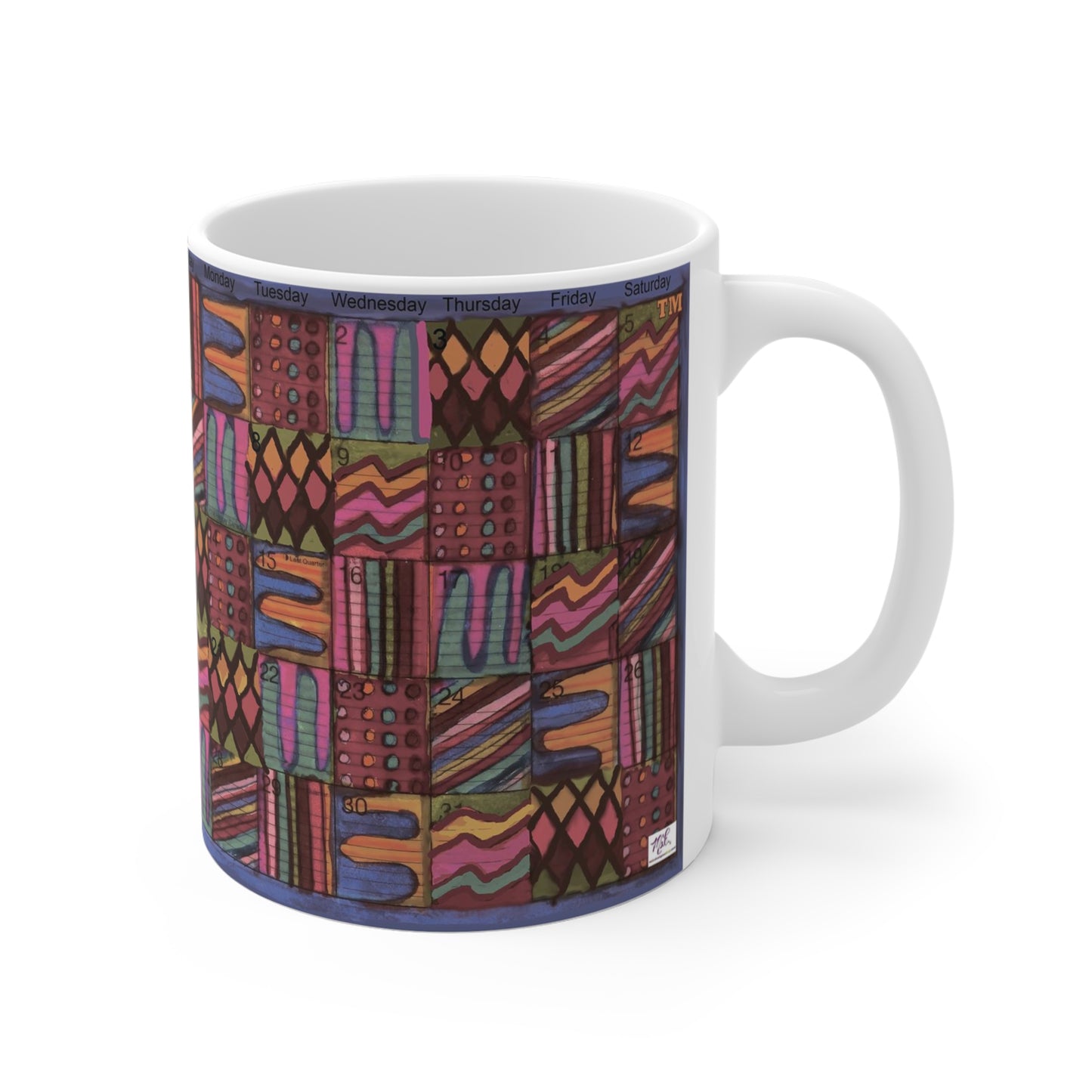 Mug 11oz: "Psychedelic Calendar(tm)" - Vibrant/Muted