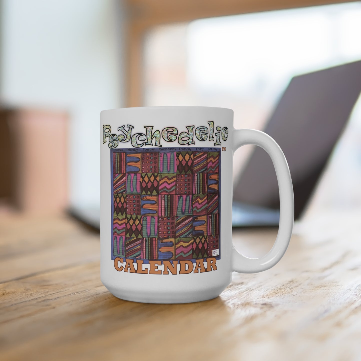Mug 15oz: "Psychedelic Calendar(tm)" - Muted