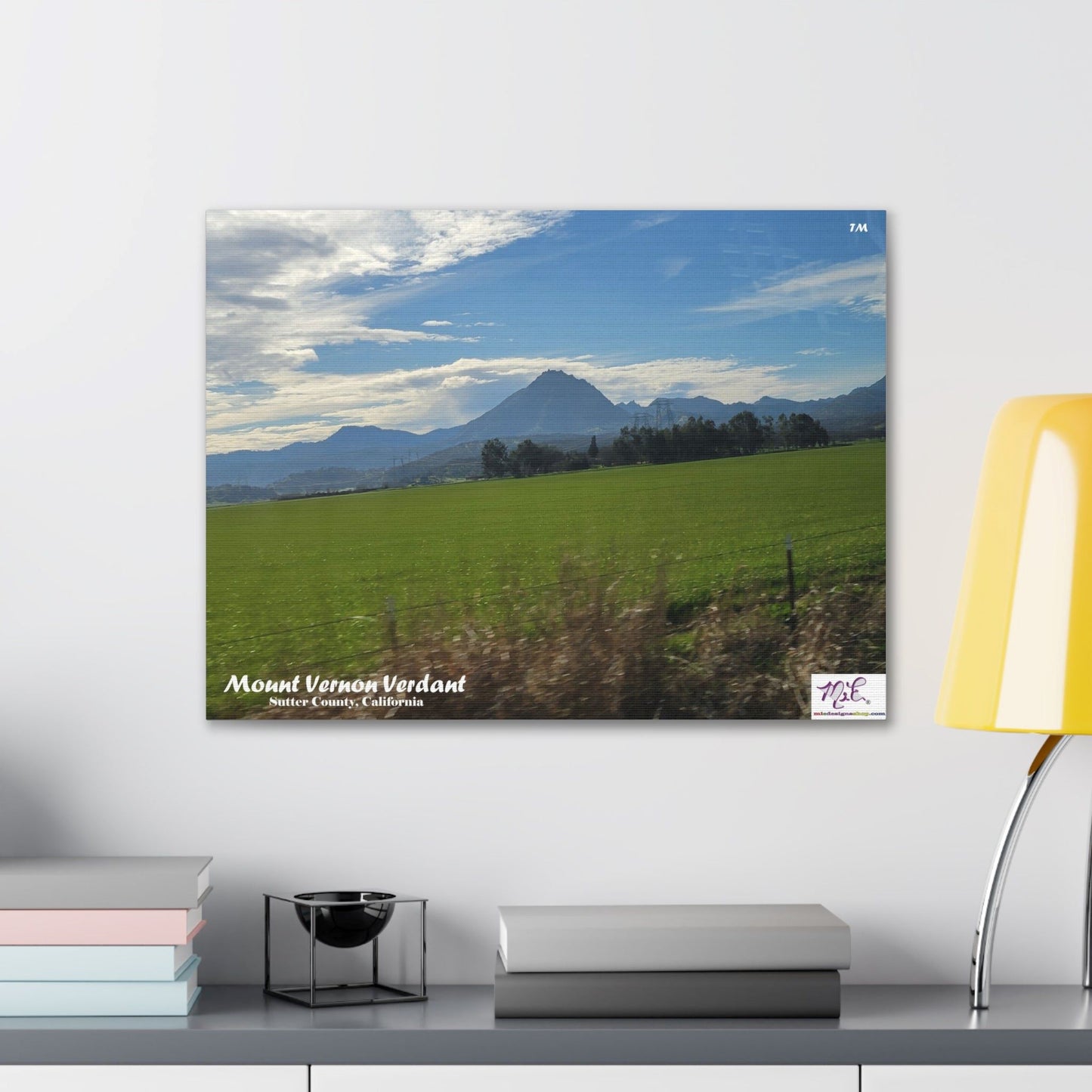 Canvas Gallery Wraps: "Mount Vernon Verdant(tm)" - MiE Designs Shop miedesignsshop.com Looming large, Mount Vernon, part of the Sutter Buttes. 24x18 inch