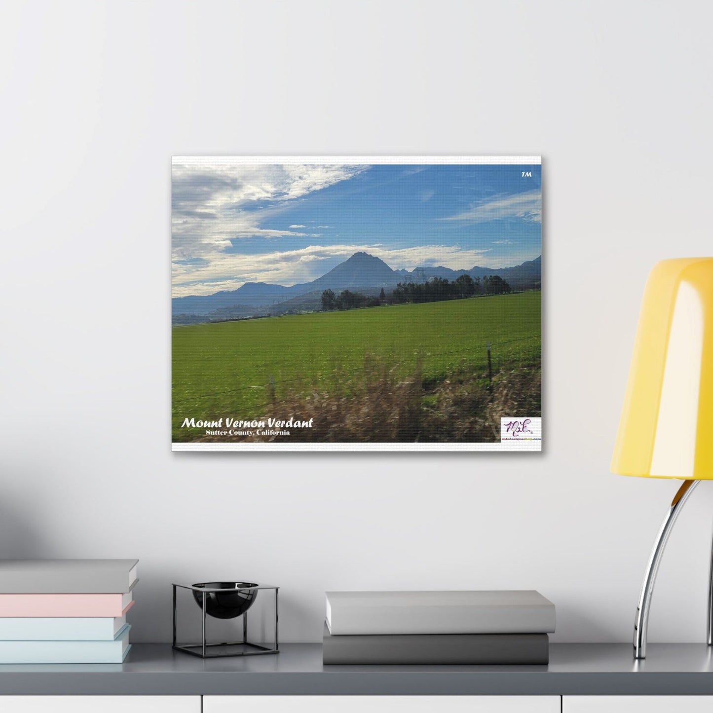 Canvas Gallery Wraps: "Mount Vernon Verdant(tm)" - MiE Designs Shop miedesignsshop.com Looming large, Mount Vernon, part of the Sutter Buttes. 20x16 inch