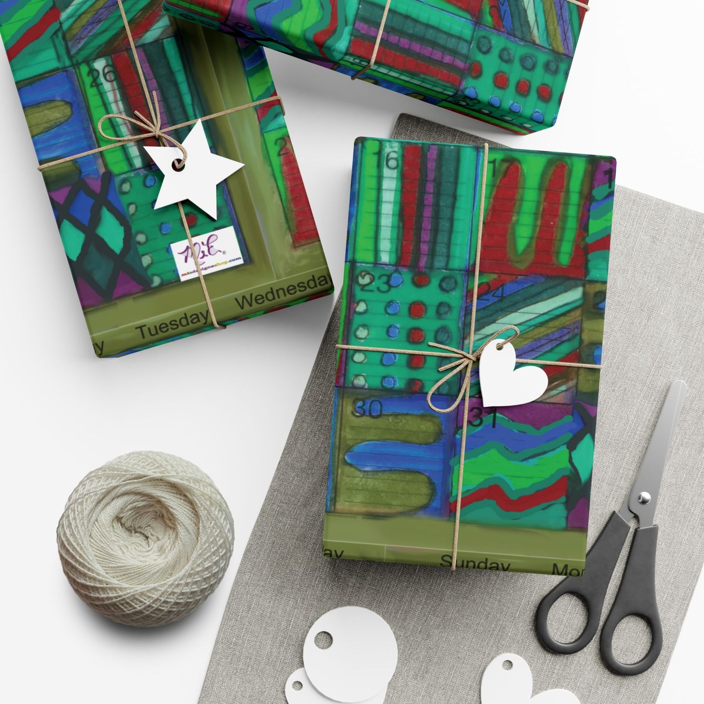 Gift Wrap Papers - "Psychedelic Calendar Chilled(tm)" - Medium Square - Three Sizes