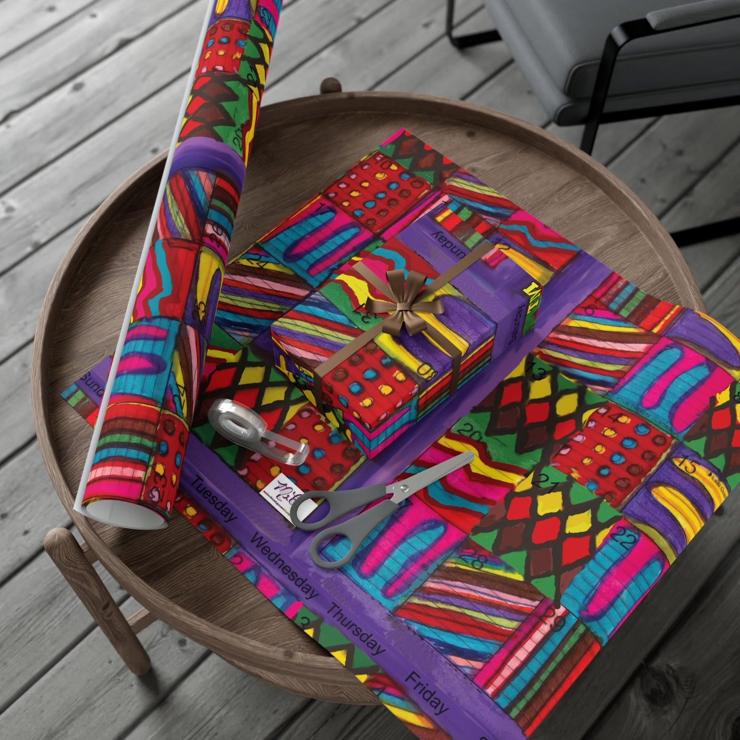 Gift Wrap Papers - "Psychedelic Calendar Vibrant(tm)" - Large Square - Three Sizes