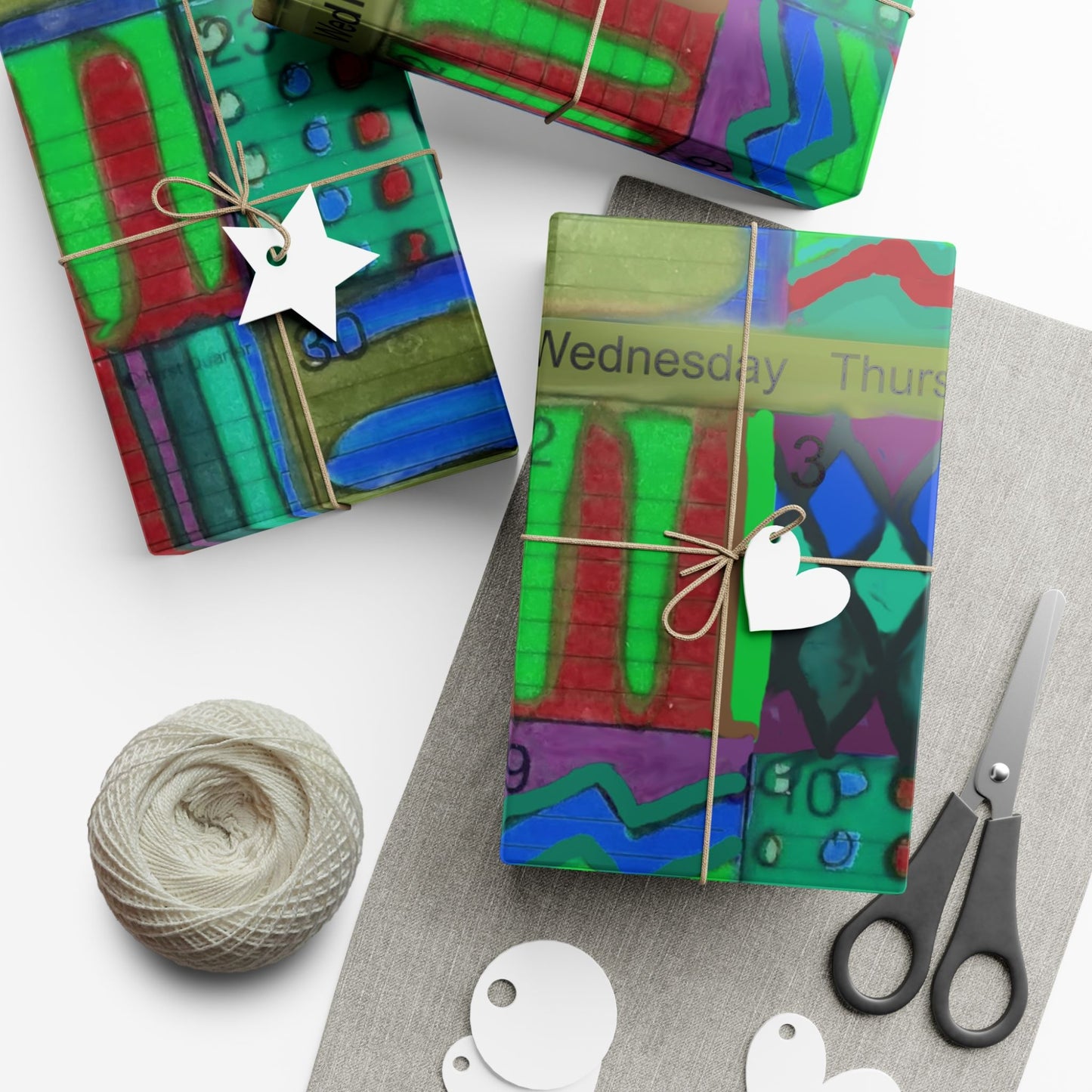 Gift Wrap Papers - "Psychedelic Calendar(tm)" - Chilled - Matte and Satin - Three Sizes