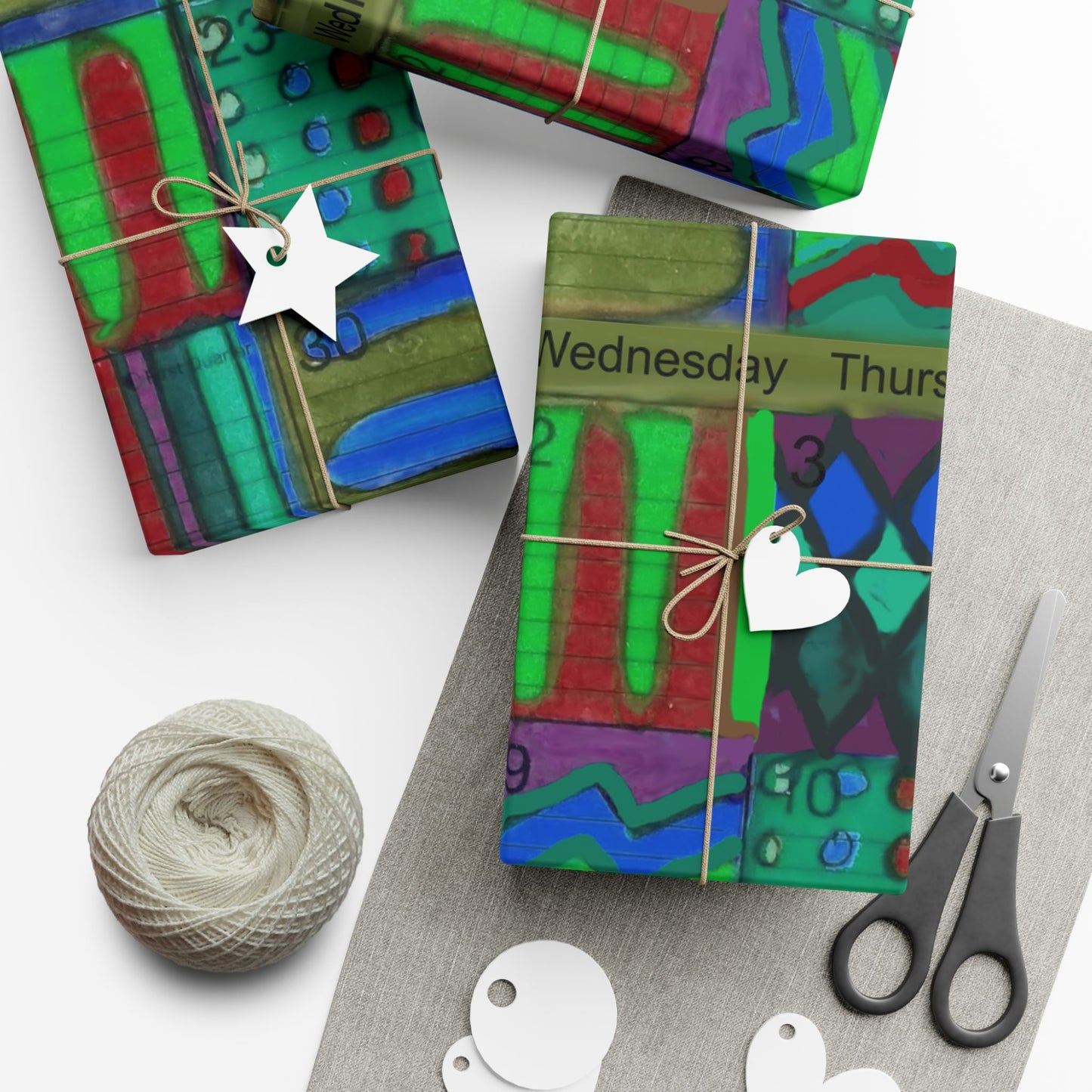 Gift Wrap Papers - "Psychedelic Calendar(tm)" - Chilled - Matte and Satin - Three Sizes