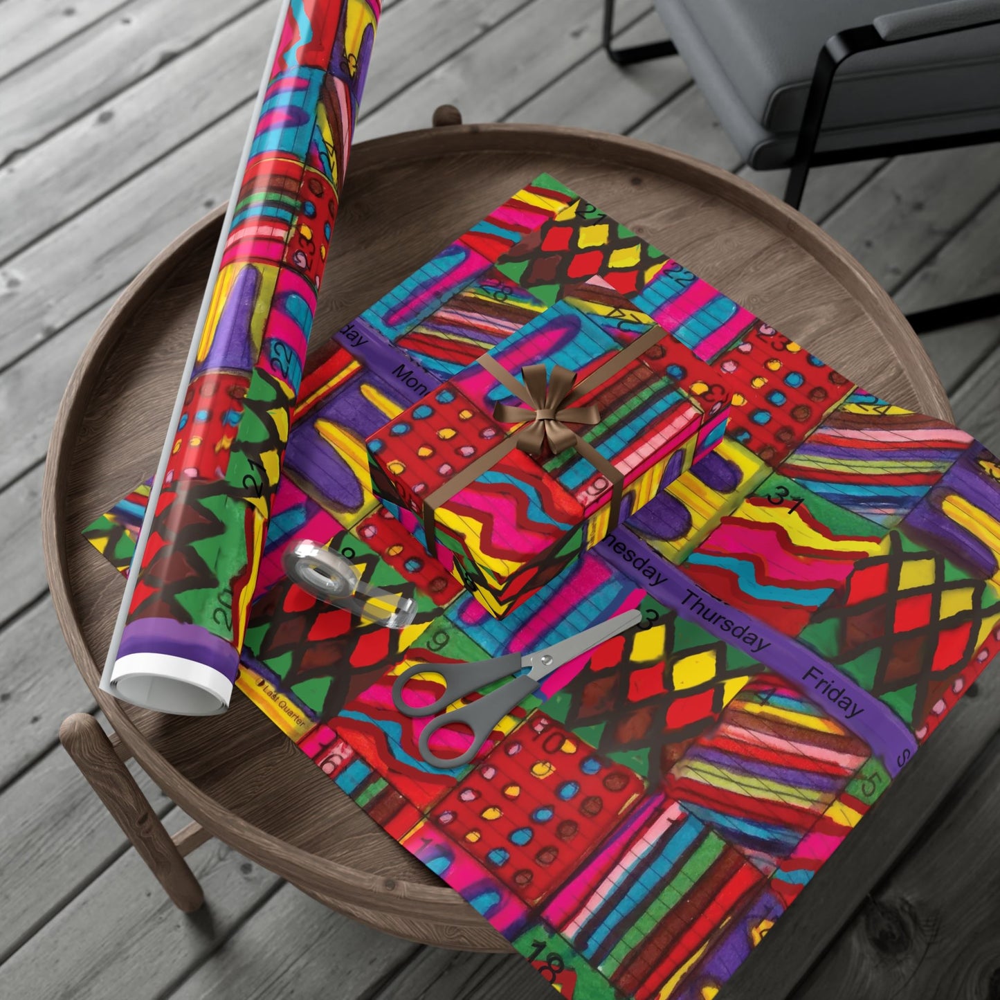 Gift Wrap Papers - "Psychedelic Calendar(tm)" - Vibrant - Matte and Satin - Three Sizes