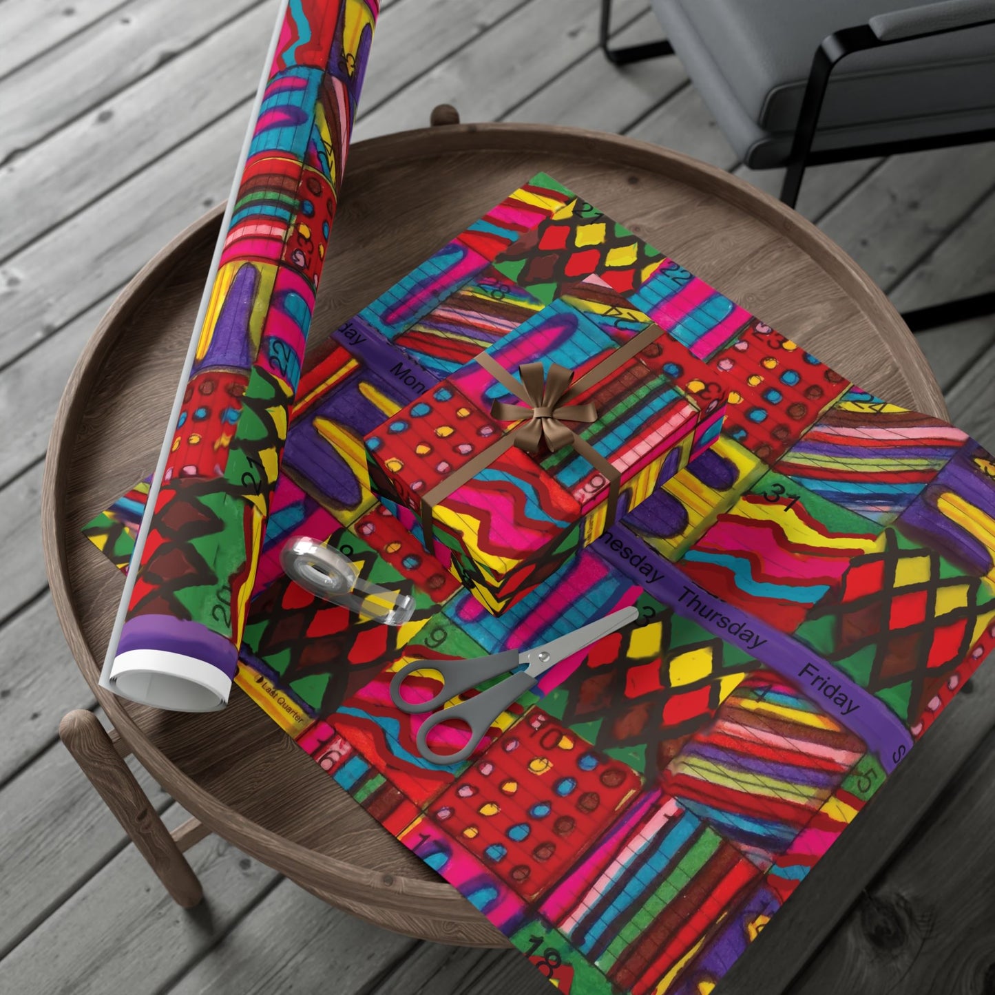 Gift Wrap Papers - "Psychedelic Calendar(tm)" - Vibrant - Matte and Satin - Three Sizes