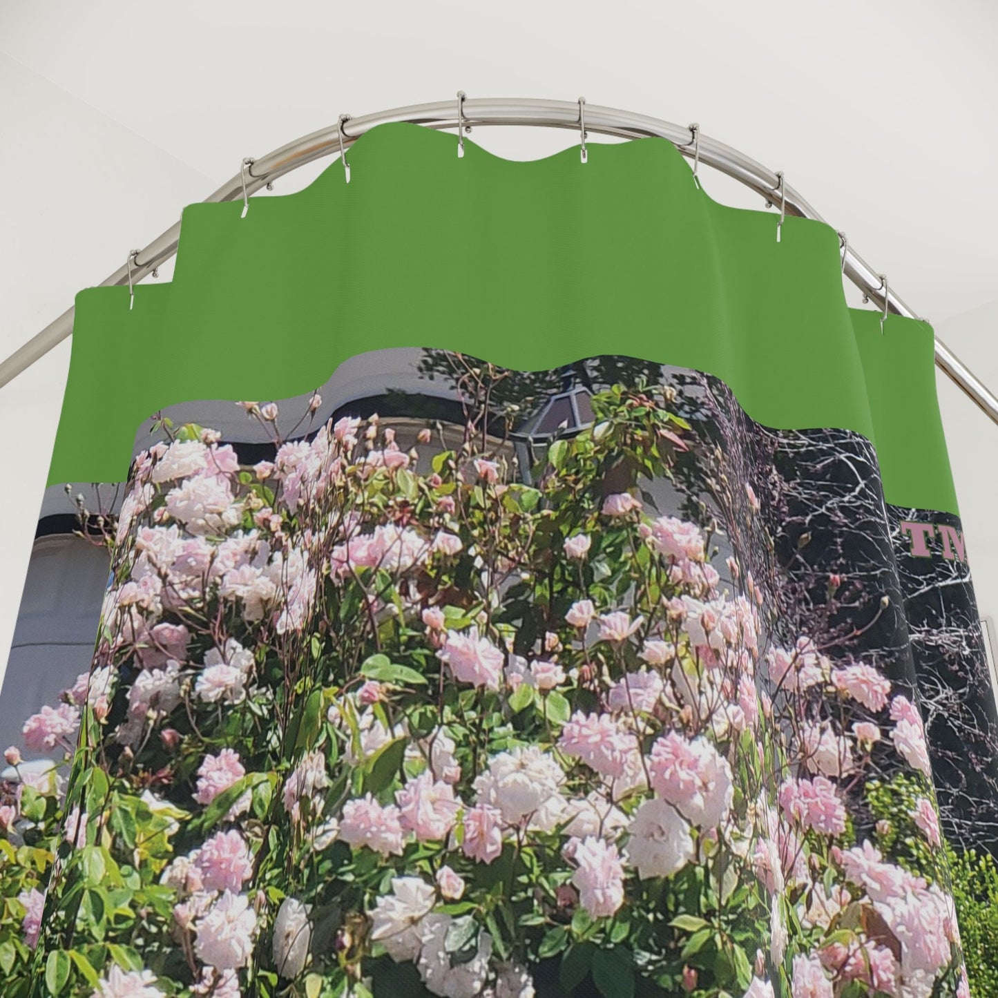Shower Curtains: "SoNorCali OroBloom(tm)" - Medium Green Background
