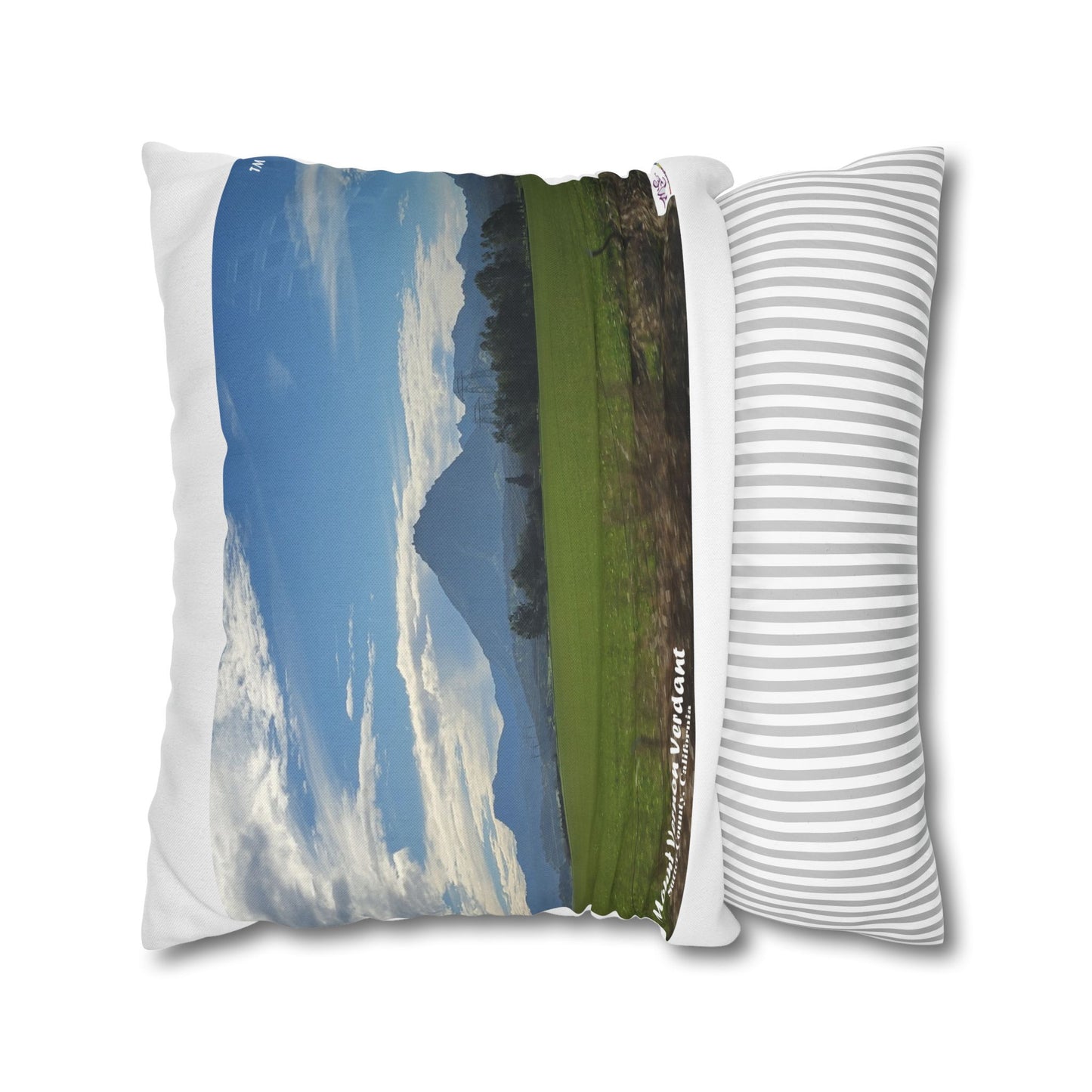 Spun Polyester Square Pillow Case – Mount Vernon Verdant - MiE Designs Shop miedesignsshop.com Mount Vernon looms, of the Sutter Buttes