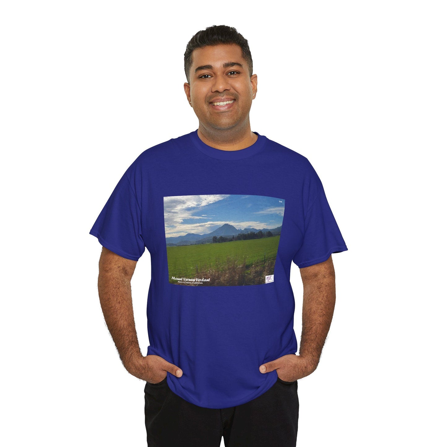 Unisex Heavy Cotton Tee: "Mount Vernon Verdant(tm)" - Blank Sleeves