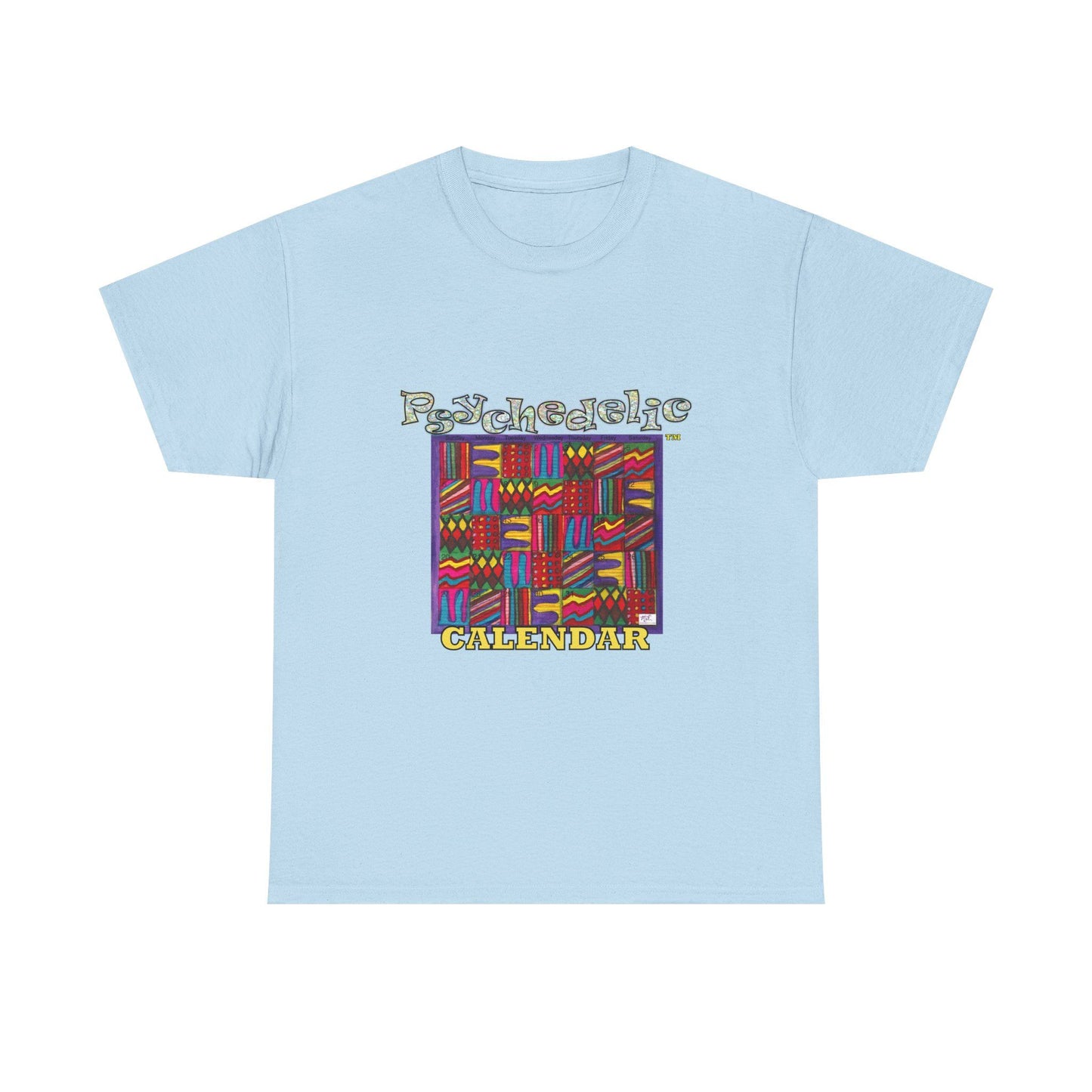 Unisex Heavy Cotton Tee: "Psychedelic Calendar(tm)" - Vibrant