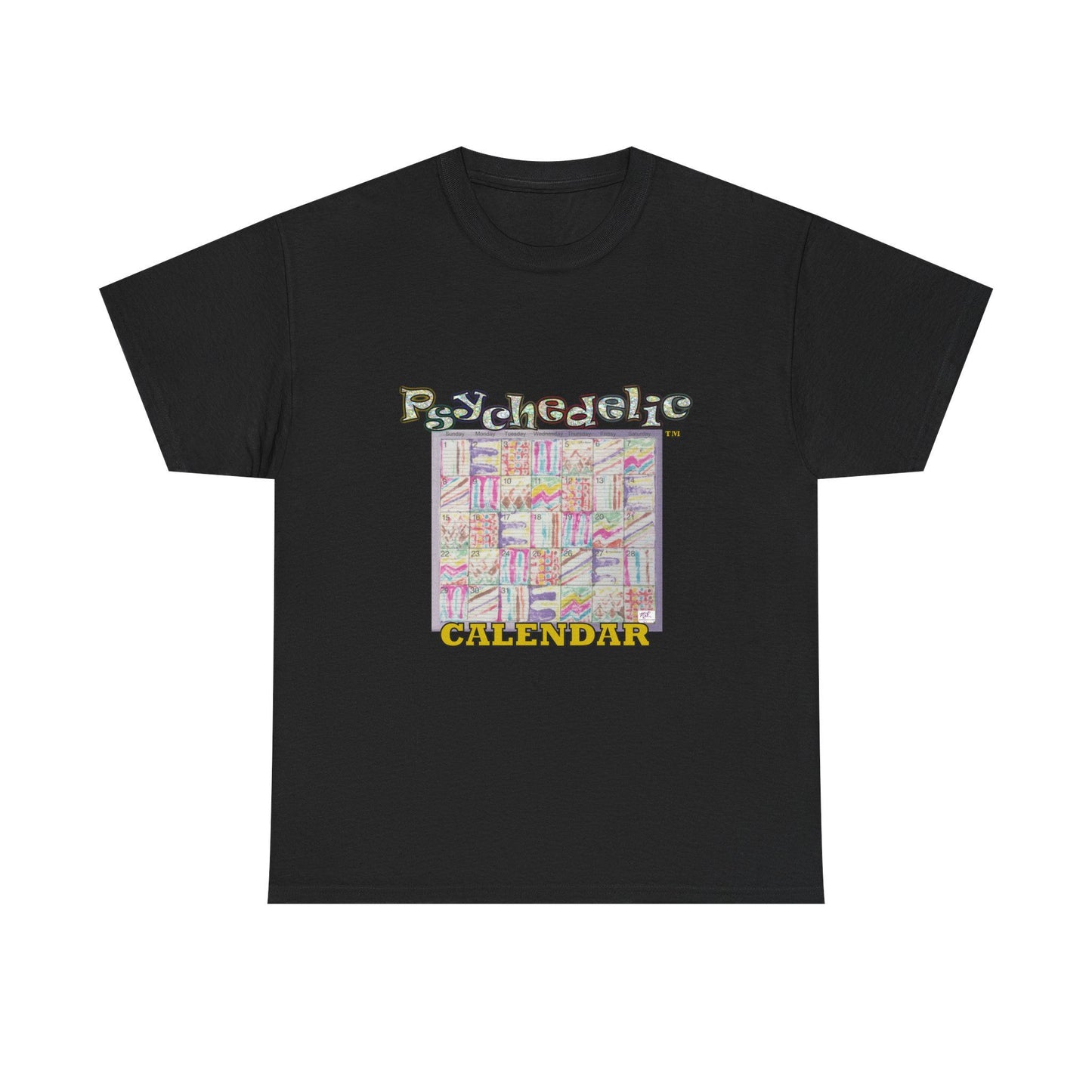 Unisex Heavy Cotton Tee: "Psychedelic Calendar(tm)" - Seeped
