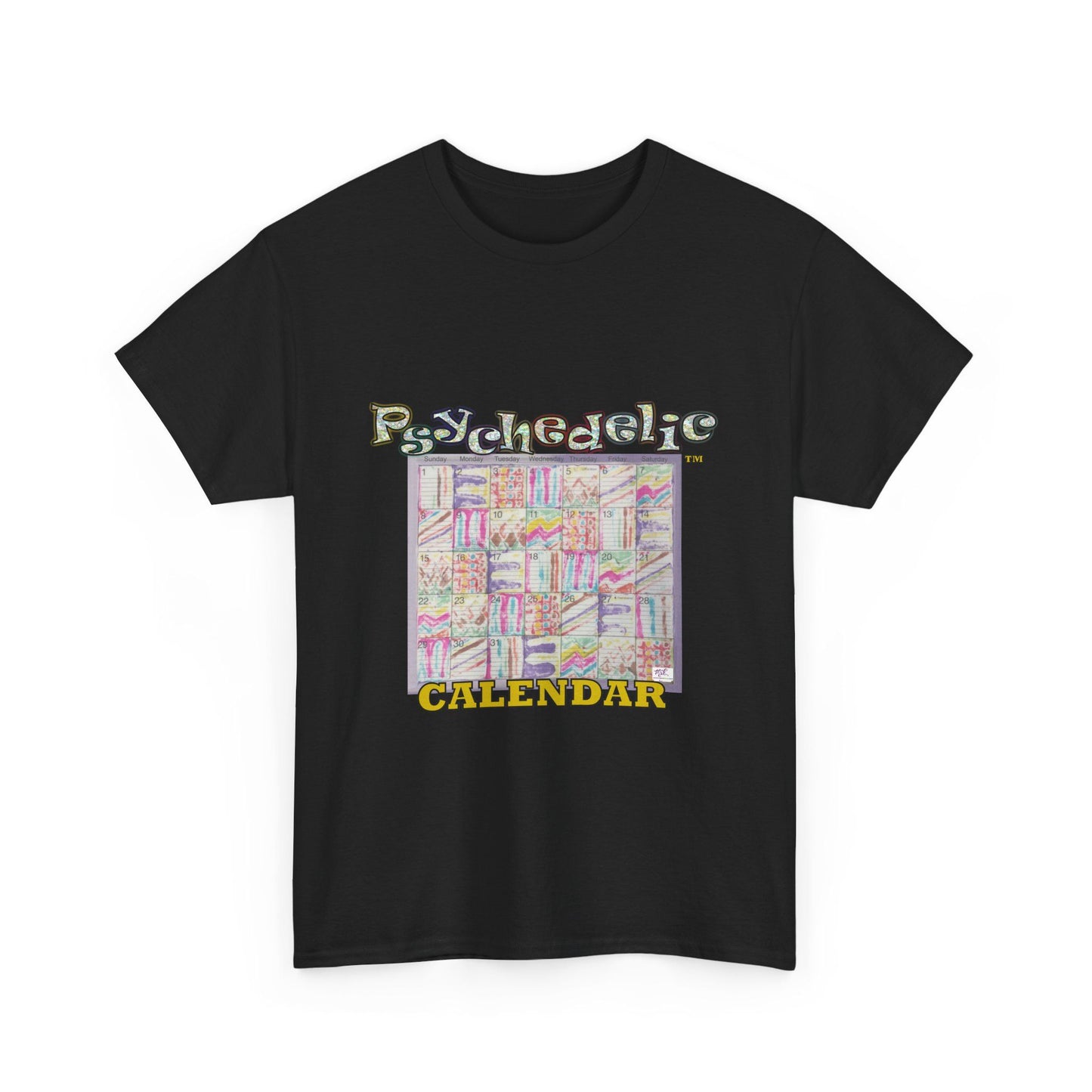 Unisex Heavy Cotton Tee: "Psychedelic Calendar(tm)" - Seeped