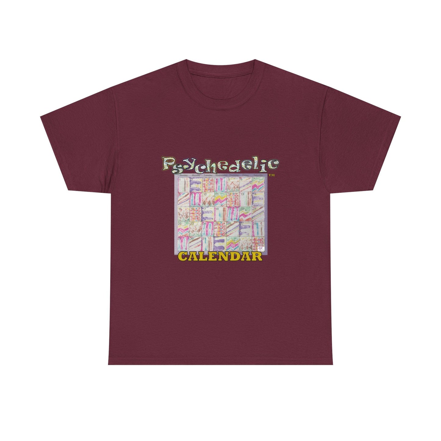 Unisex Heavy Cotton Tee: "Psychedelic Calendar(tm)" - Seeped