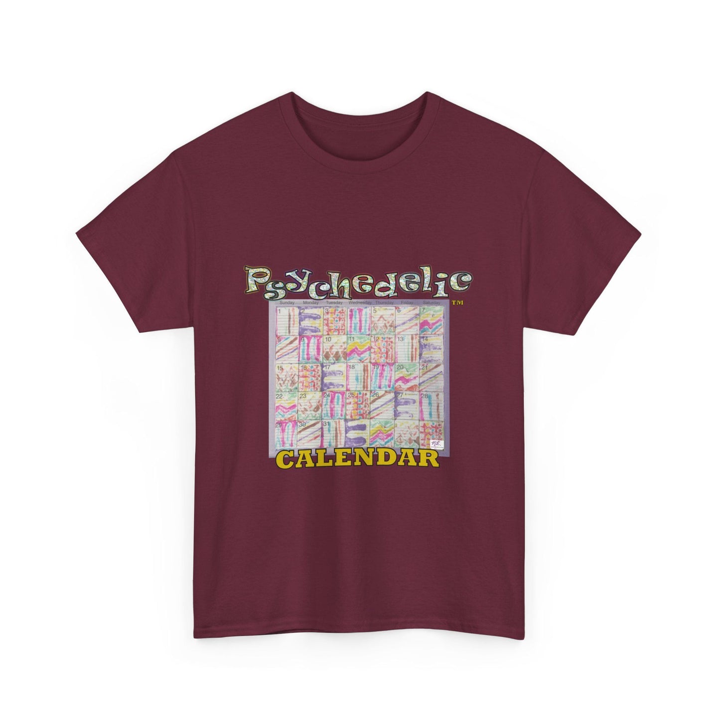 Unisex Heavy Cotton Tee: "Psychedelic Calendar(tm)" - Seeped