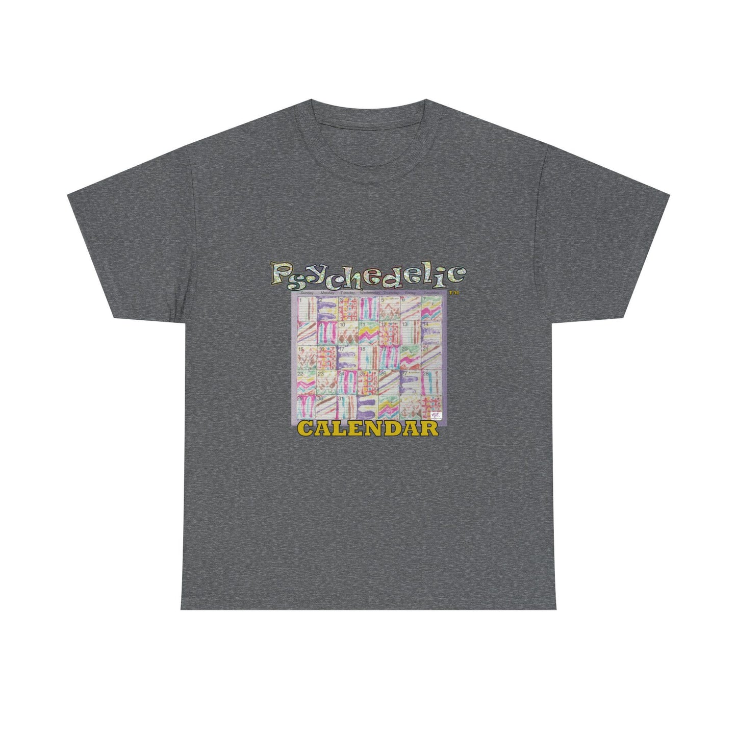 Unisex Heavy Cotton Tee: "Psychedelic Calendar(tm)" - Seeped