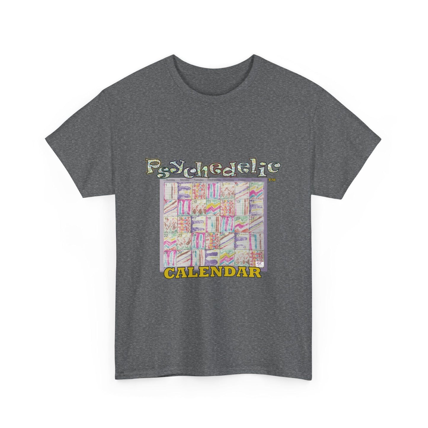 Unisex Heavy Cotton Tee: "Psychedelic Calendar(tm)" - Seeped
