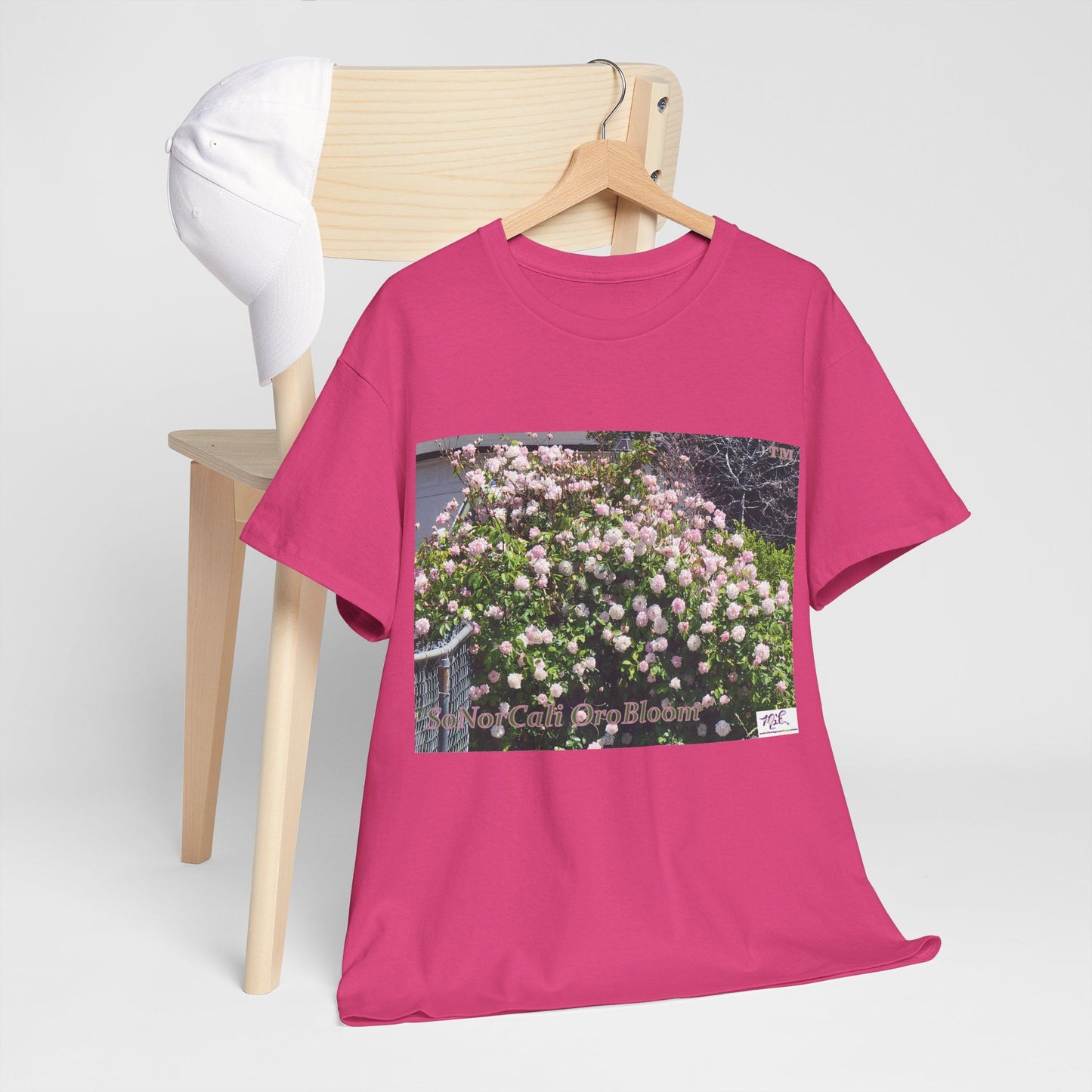 Unisex Heavy Cotton Tee:  "SoNorCali(tm)" - "OroBloom(tm)" - Blank Sleeves