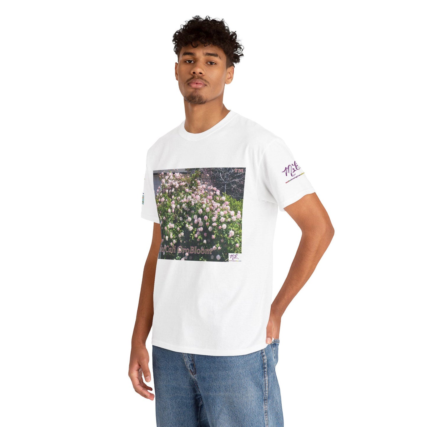 Unisex Heavy Cotton Tee: "SoNorCali(tm)" - "OroBloom(tm)" - Sleeve Logos