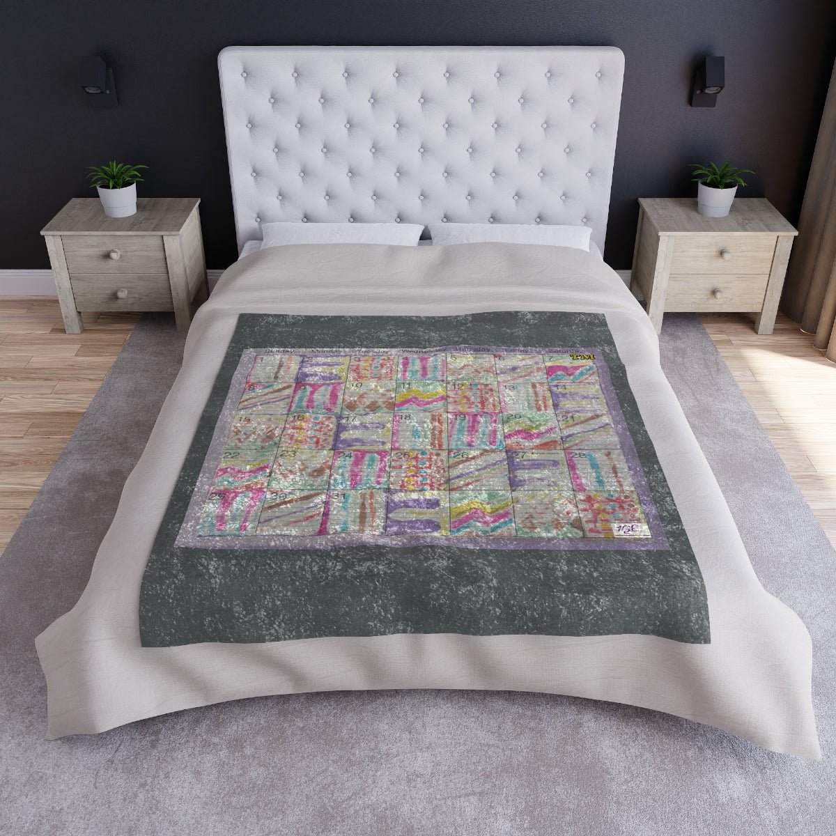 Crushed Velvet Blanket: "Psychedelic Calendar(tm)" - No Text - Seeped