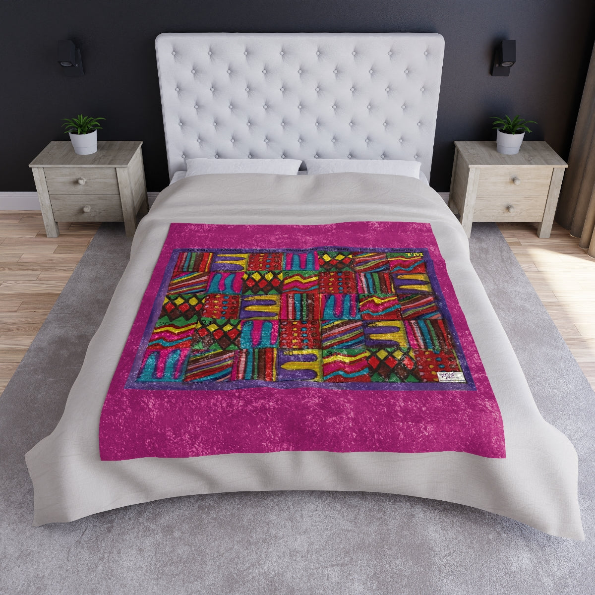 Crushed Velvet Blanket: "Psychedelic Calendar(tm)" - No Text - Vibrant