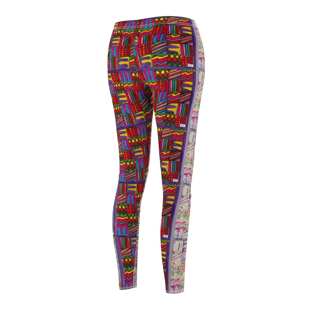 Women's Cut & Sew Casual Leggings: Psychedelic Calendar(tm) - Front Pastels - Back Dark Colors - MiE Designs Shop. Side by side , the pastel and dark-colored versions of the calendar contain alternating mazes inside the days, five prints adjoining to create bands that are pastel in the front, dark in the back.