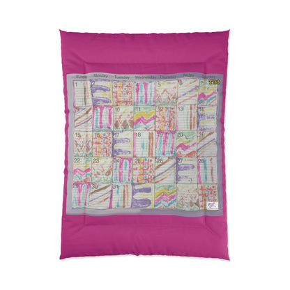 Comforter: "Psychedelic Calendar Seeped(tm)" - Four Sizes - Dark Pink