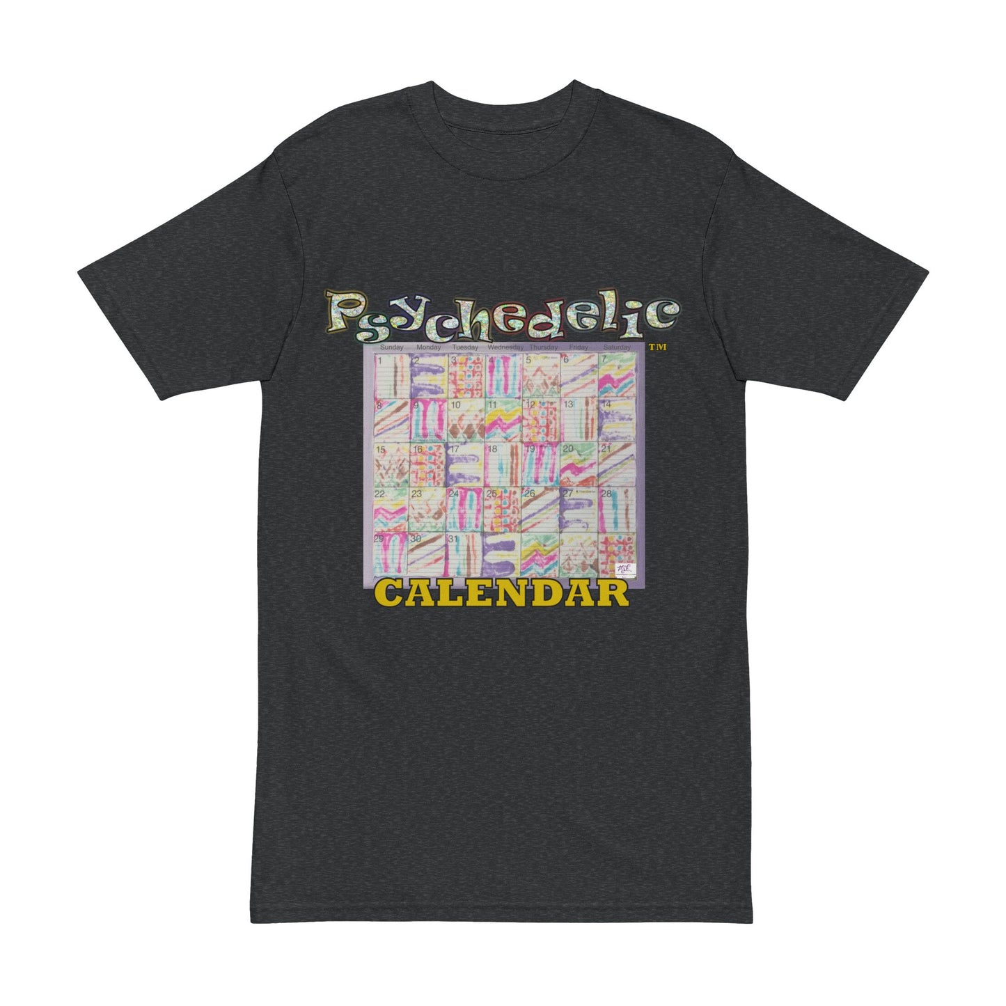 Men's Heavyweight Tee: "Psychedelic Calendar Seeped(tm)" - Five Colors