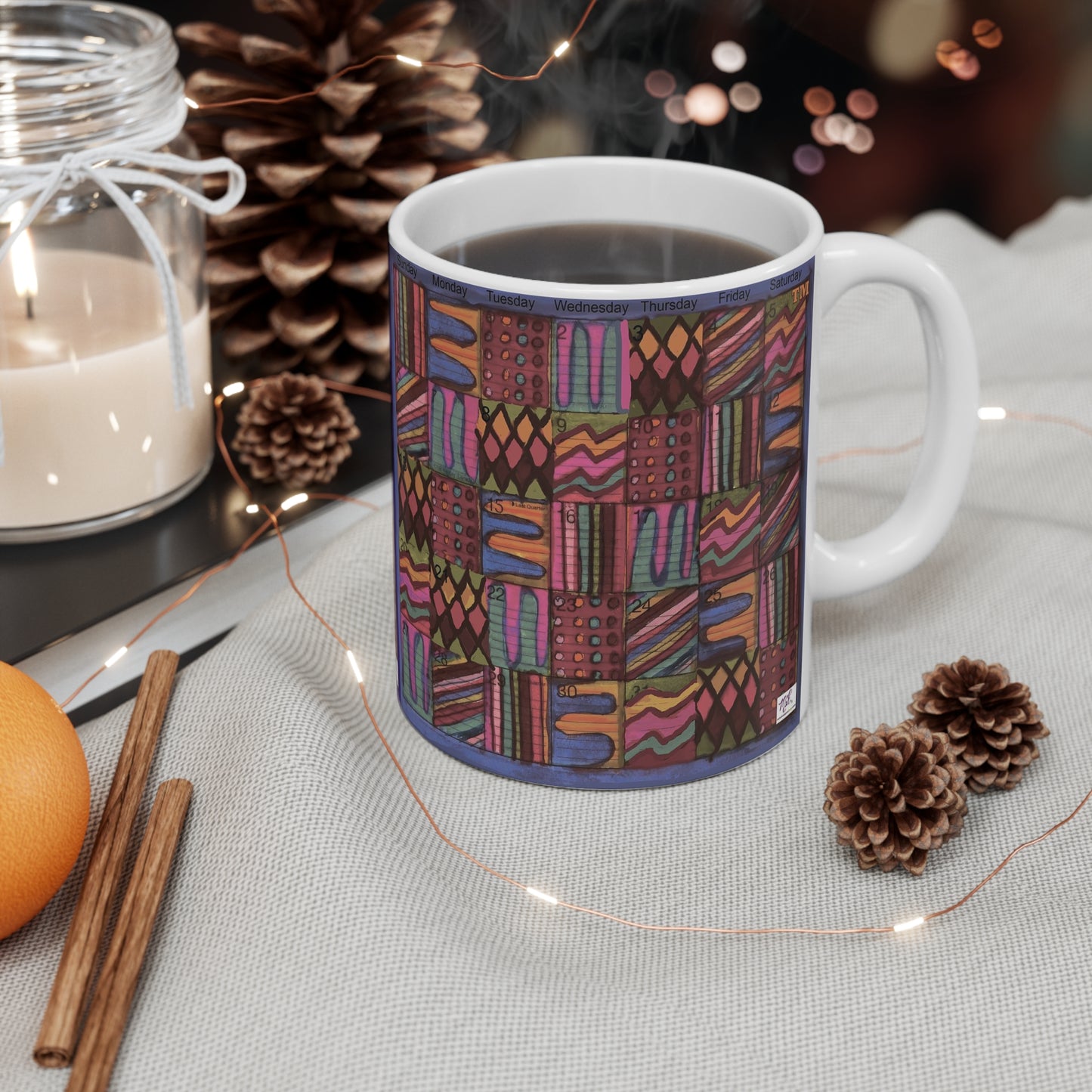 Mug 11oz:  "Psychedelic Calendar(tm)" - Vibrant/Muted