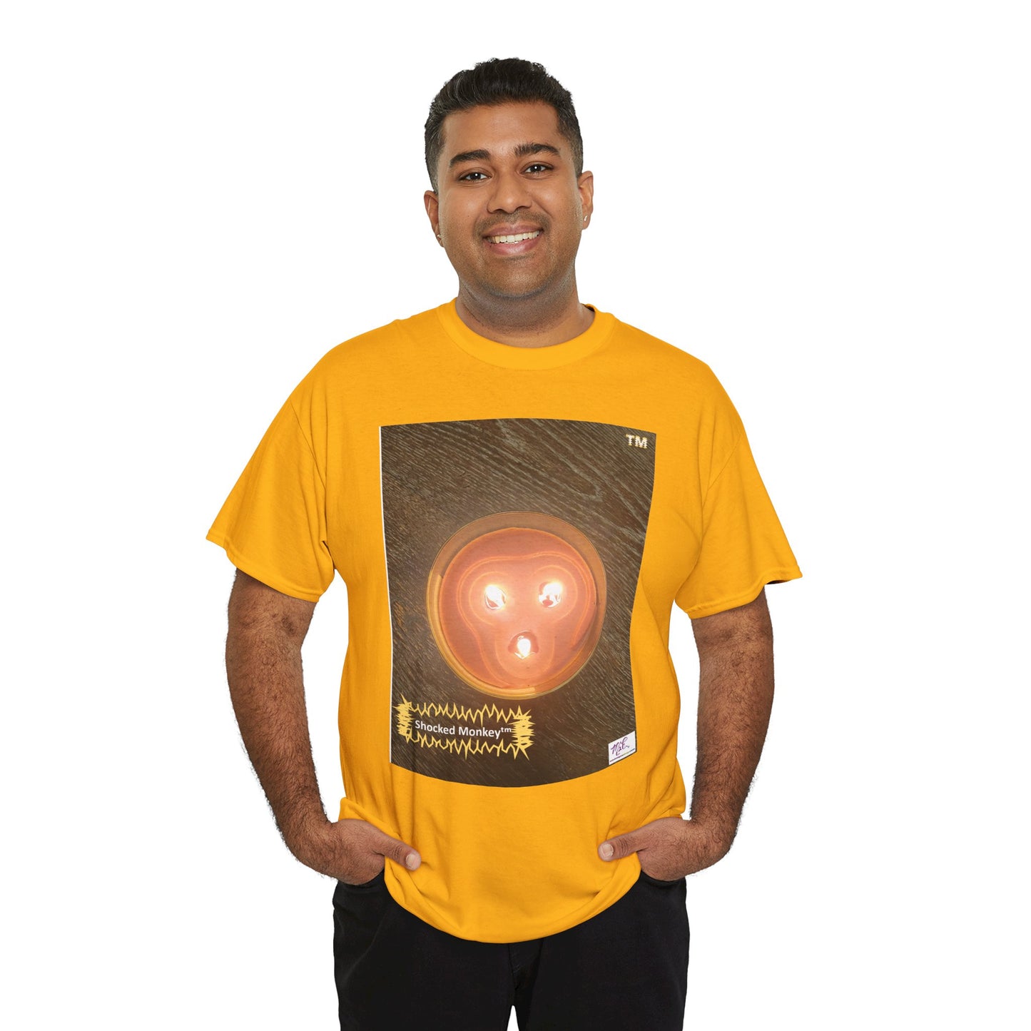 Unisex Heavy Cotton Tee: Shocked Monkey(tm) - Seven Colors