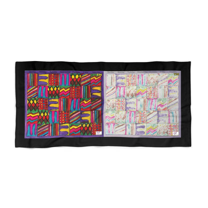 Beach Towel:  "Psychedelic Calendar Vibrant and Seeped(tm)" - Black