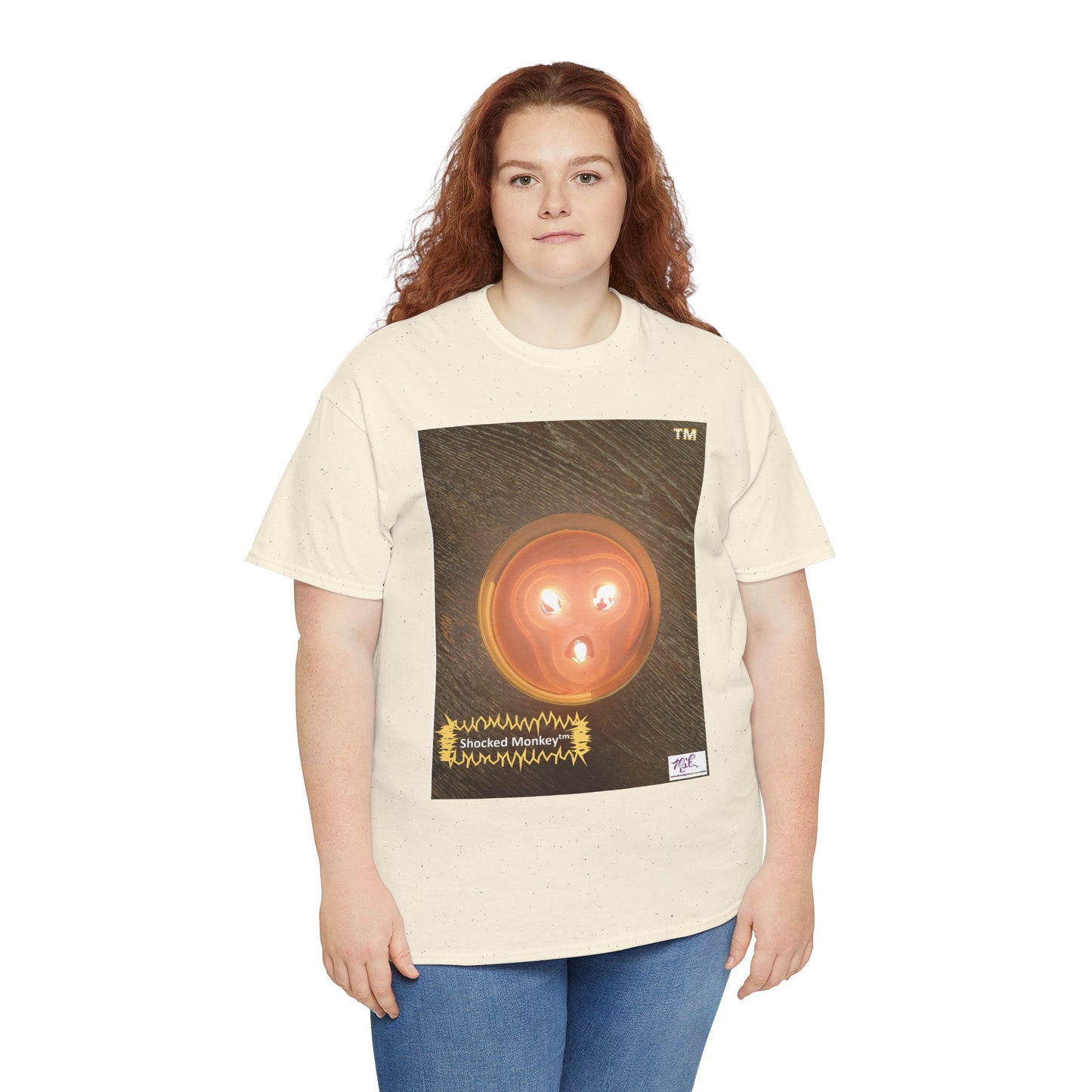 Unisex Heavy Cotton Tee: Shocked Monkey(tm) - Seven Colors