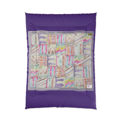 Comforter: "Psychedelic Calendar Seeped(tm)" - Four Sizes - Purple