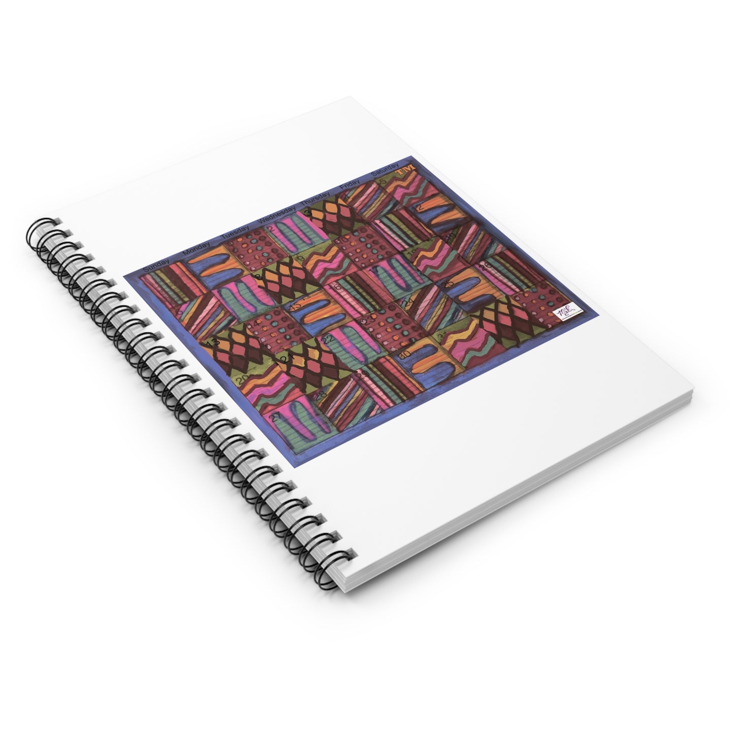 Spiral Notebook - Ruled Line:  "Psychedelic Calendar(tm)" - Muted - No Text