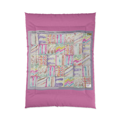 Comforter: "Psychedelic Calendar Seeped(tm)"- Four Sizes - Pink
