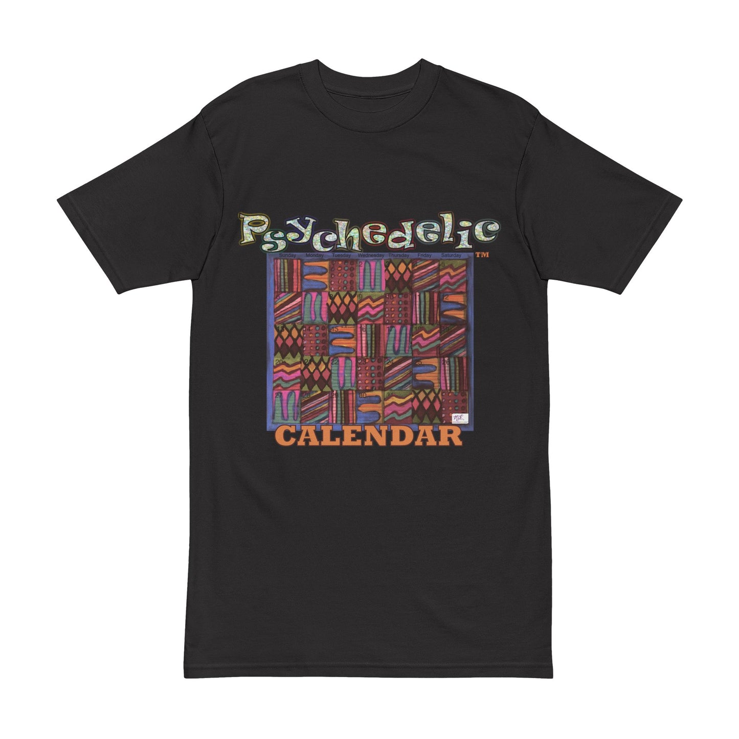 Men's Heavyweight Tee: "Psychedelic Calendar Muted(tm)" - Five Colors
