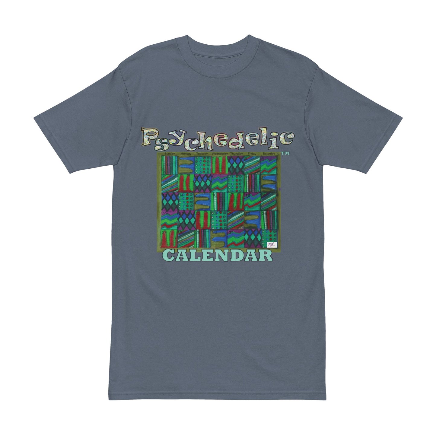 Men's Heavyweight Tee: "Psychedelic Calendar Chilled(tm)" - Five Colors