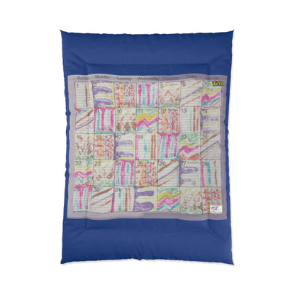 Comforter: "Psychedelic Calendar Seeped(tm)" - Four Sizes - Dark Blue