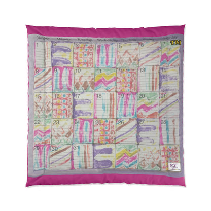 Comforter: "Psychedelic Calendar Seeped(tm)" - Four Sizes - Dark Pink