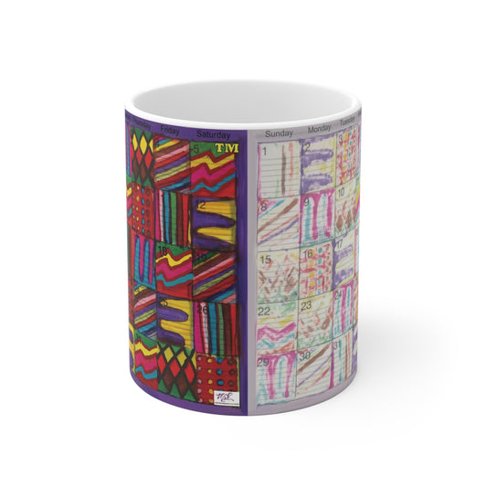 Mug 11oz:  "Psychedelic Calendar(tm)" - Vibrant/Seeped