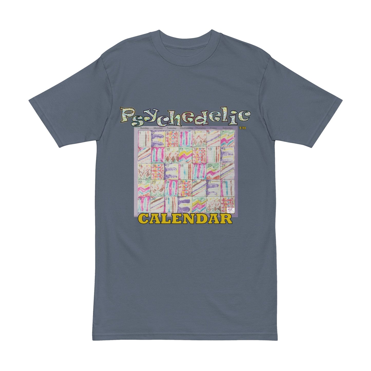 Men's Heavyweight Tee: "Psychedelic Calendar Seeped(tm)" - Five Colors