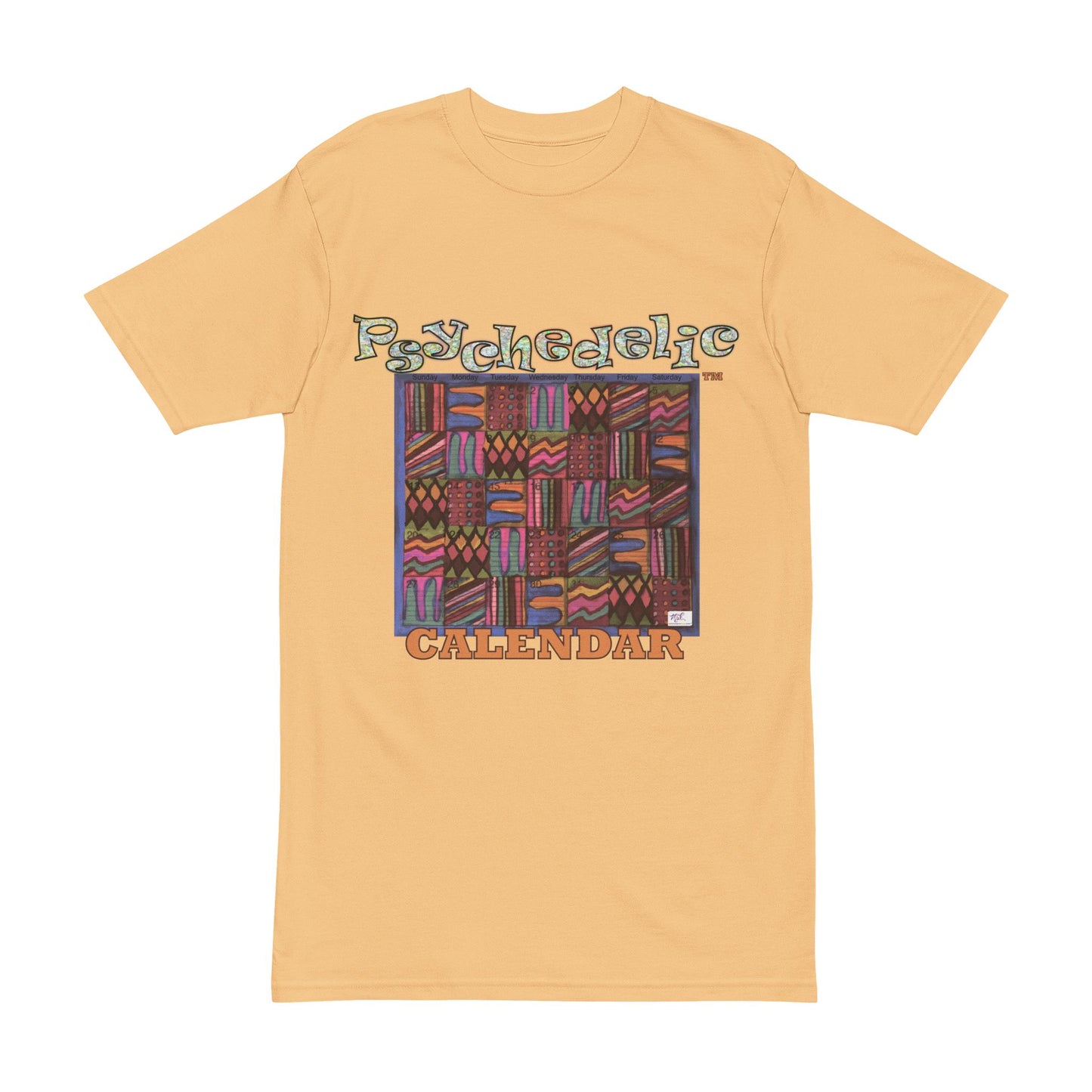 Men's Heavyweight Tee: "Psychedelic Calendar Muted(tm)" - Five Colors