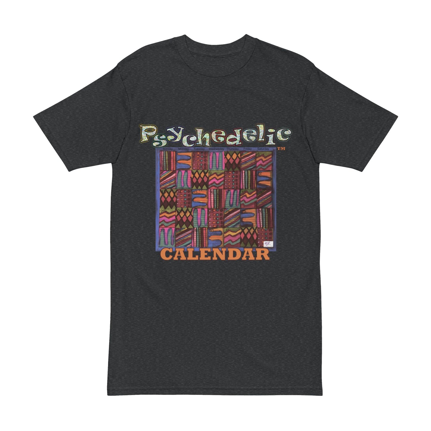 Men's Heavyweight Tee: "Psychedelic Calendar Muted(tm)" - Five Colors