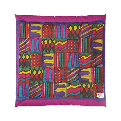 Comforter: "Psychedelic Calendar Vibrant(tm)" - Four Sizes - Dark Pink